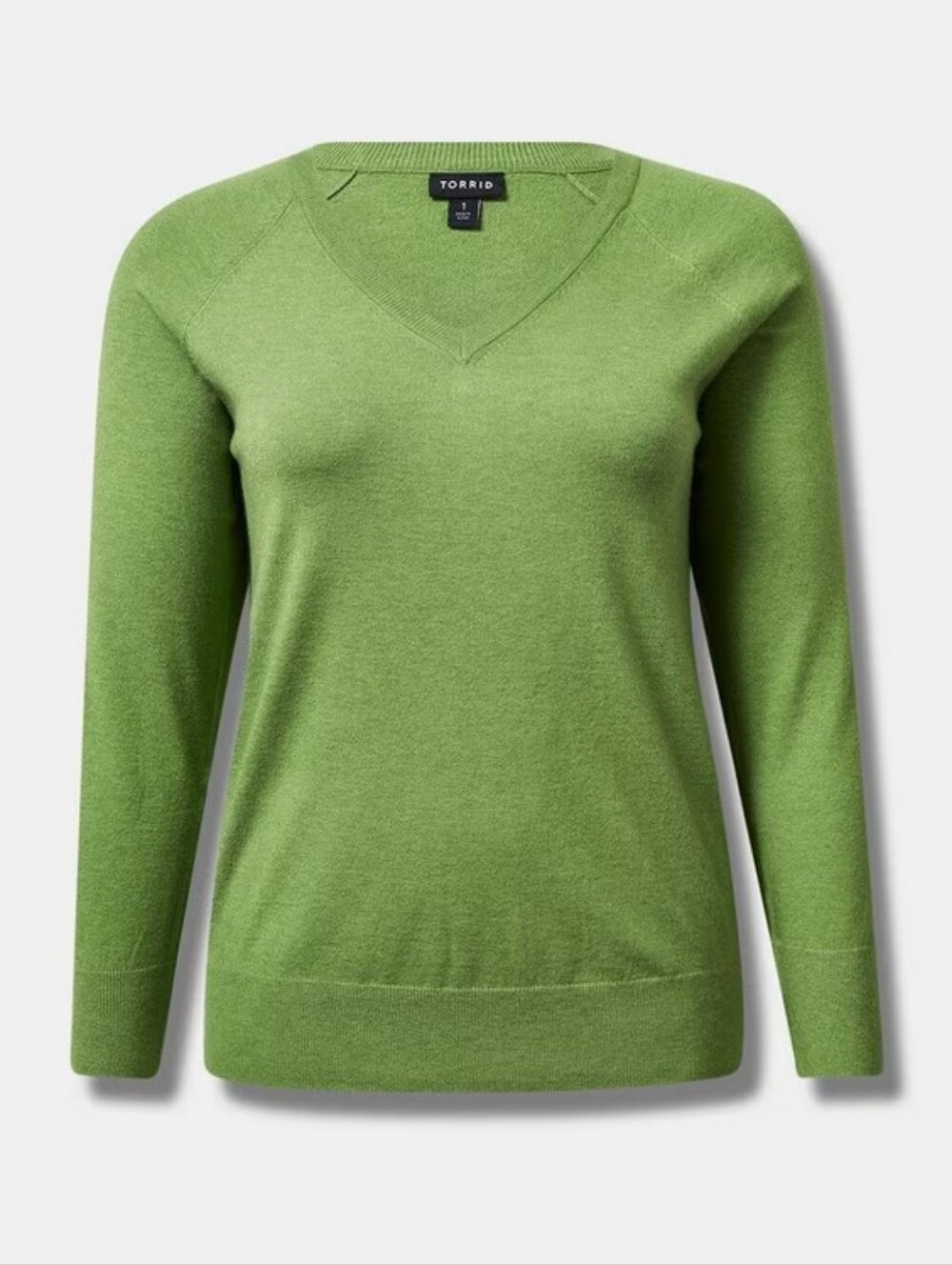 Torrid Everyday Soft V-Neck Raglan Sleeve Sweater in Green Heather, 20